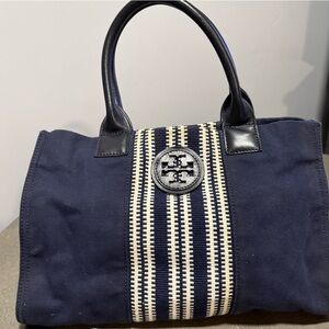 Tory Burch Navy and Cream Satchel